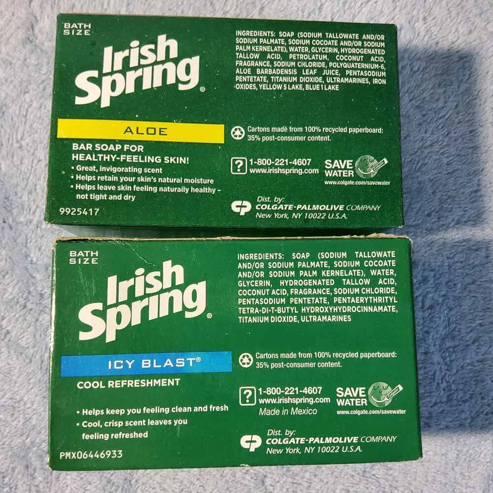 Irish Spring 7 Aloe + 1 Icy Blast Deodorant Bar Soap No Linseed Old Formula 2019